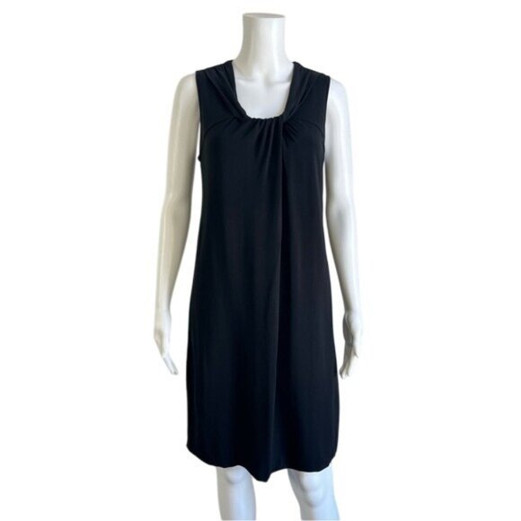 Vince Sleeveless Twist Round Neck Shift Dress In Black - L - Picture 1 of 6